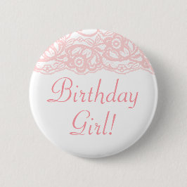 ¡Bonito en chica rosado del cumpleaños! Botón