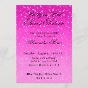 Bonito en color rosa dulce 16 Invitación