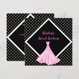 BONITO EN DULCE ROSA DIECISÉIS PUNTO DE INVITACIÓN