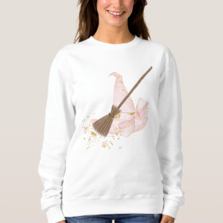 Bonito en Gorra de bruja rosa y cuarto, sudadera