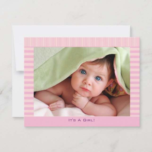 Bonito En Invitación De Bebé Rosa (Anverso)