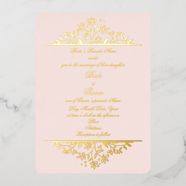 Bonito en invitaciones de boda de Relieve metaliza (Anverso)