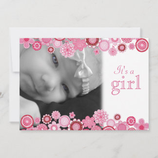 Bonito en la Invitación de foto de bebé rosa