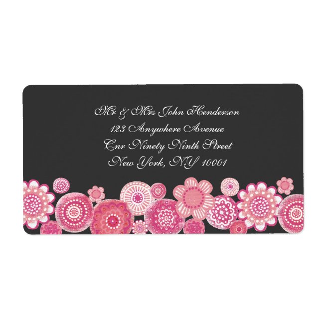 Bonito en Pegatina de direcciones florales rosa y  (Frente)