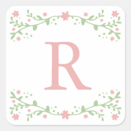 Bonito en Pegatinas de Monograma Floral Rosa