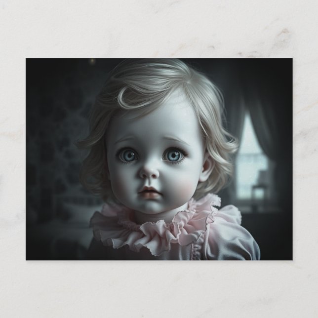Bonito en postal rosa de muñeca haitiana rubia (Anverso)