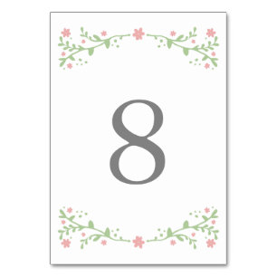 Bonito en tarjetas de números de tabla rosa