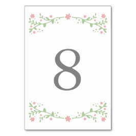 Bonito en tarjetas de números de tabla rosa