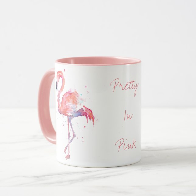 Bonito en taza rosada del flamenco del color de (Anverso izquierdo)