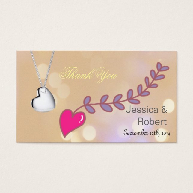 Bonito favor de boda de corazón rosa y plateado (Frente)