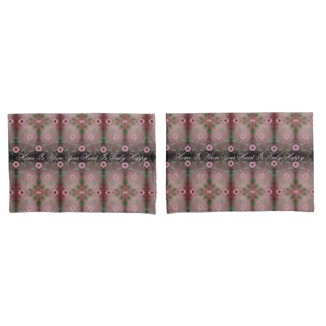 Bonito Feliz Corazón Pink Pillow Funda Set (Anverso - Set)