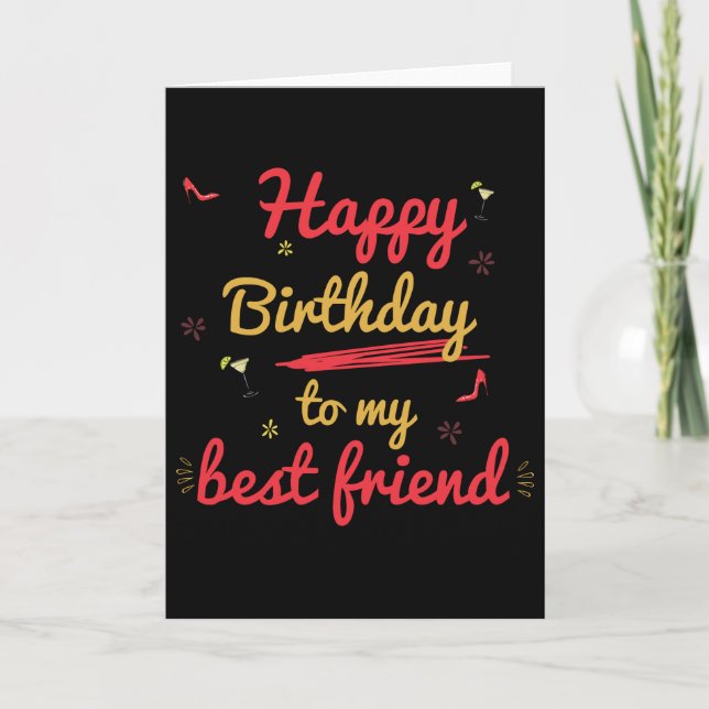 Bonito Feliz Cumpleaños Mejor Tarjeta de Amigo (Anverso)