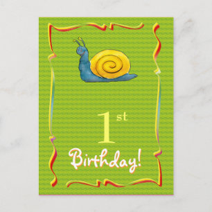 Bonito Feliz cumpleaños postal con lindo caracol