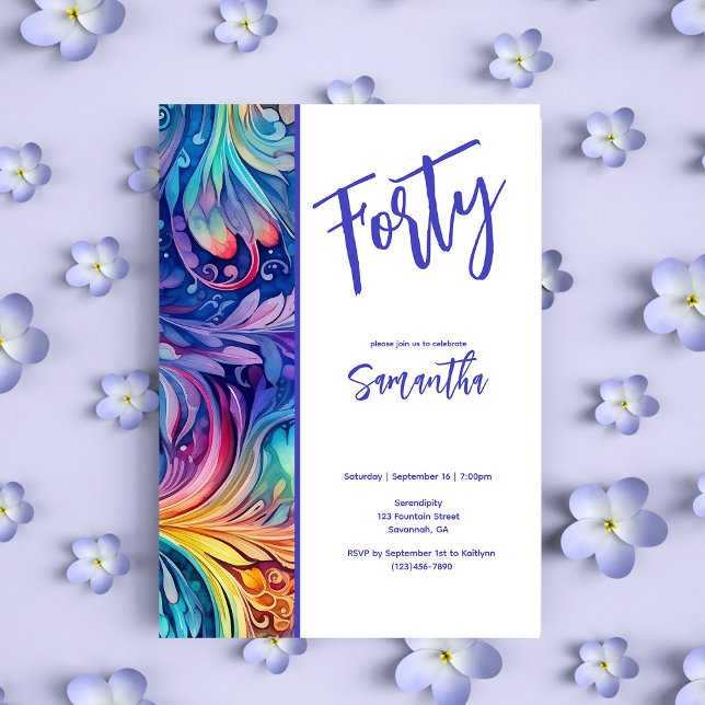 Bonito Floral 40.ª invitación de cumpleaños (Subido por el creador)