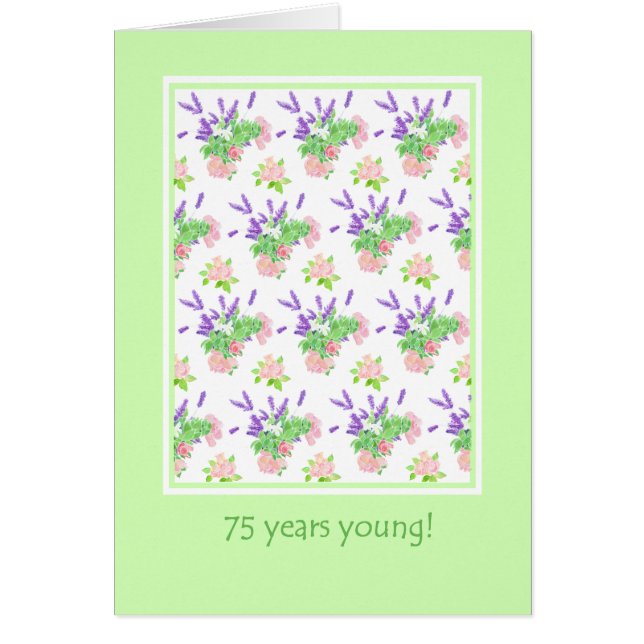 Bonito Floral 75.º saludo de cumpleaños (Frente)