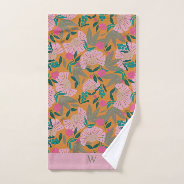 bonito floral elegante y elegante en monograma per (Toalla de mano)