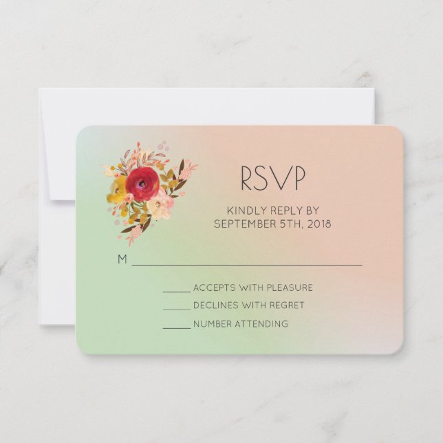 Bonito Floral Flores silvestres Boda acuarela RSVP (Anverso)