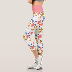 Bonito Floral Mano Botánica Dibujada Capri Legging