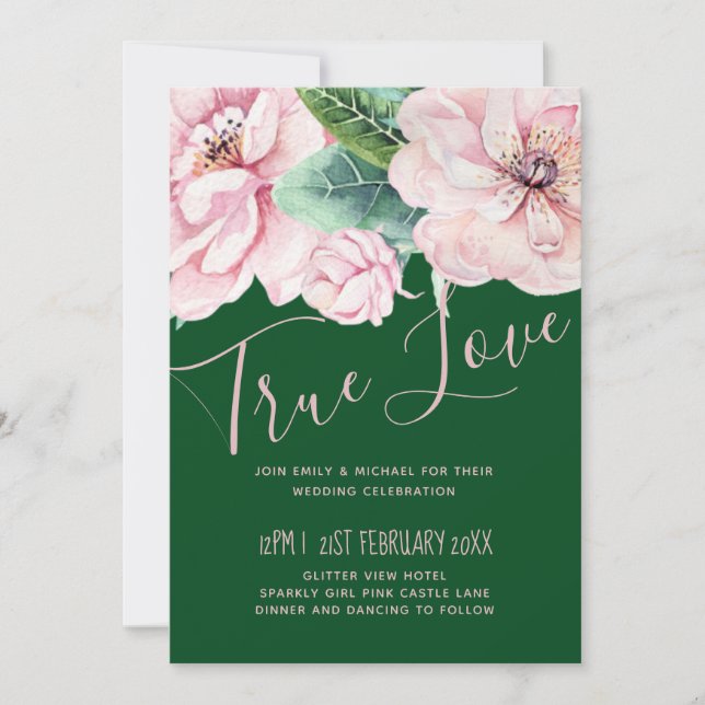 Bonito Floral Verde Salto Presupuesto Boda (Anverso)