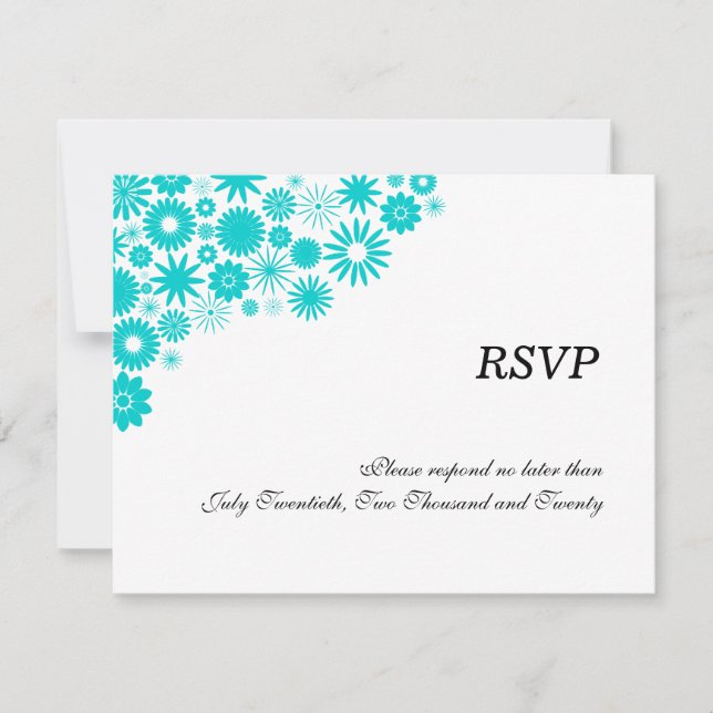 Bonito Florals Turquoise RSVP / Tarjetas de respue (Anverso)