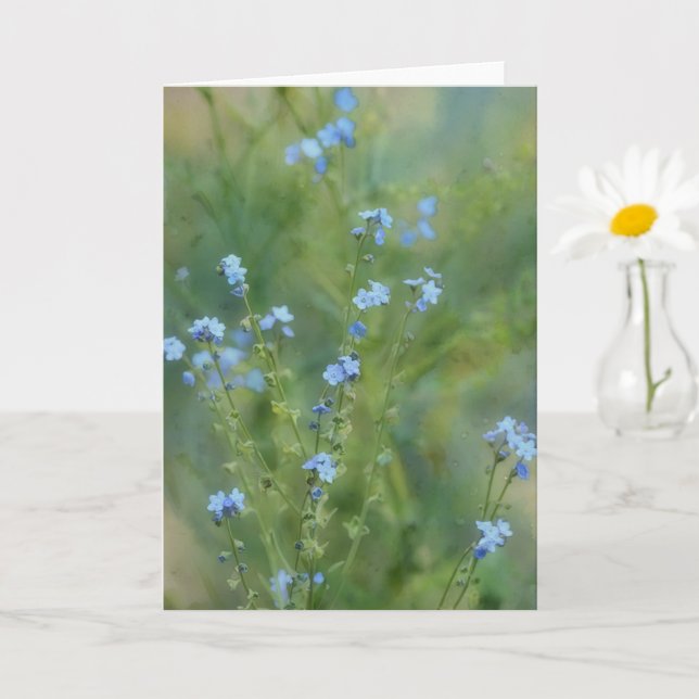Bonito Flores Azules Tarjeta de Nota de Arte de Fl (Planta pequeña)