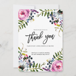 Bonito Flores Púrpura Boda Gracias Tarjeta