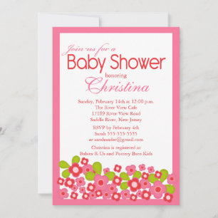 Bonito Flores rosas Chica Invitación Baby Shower