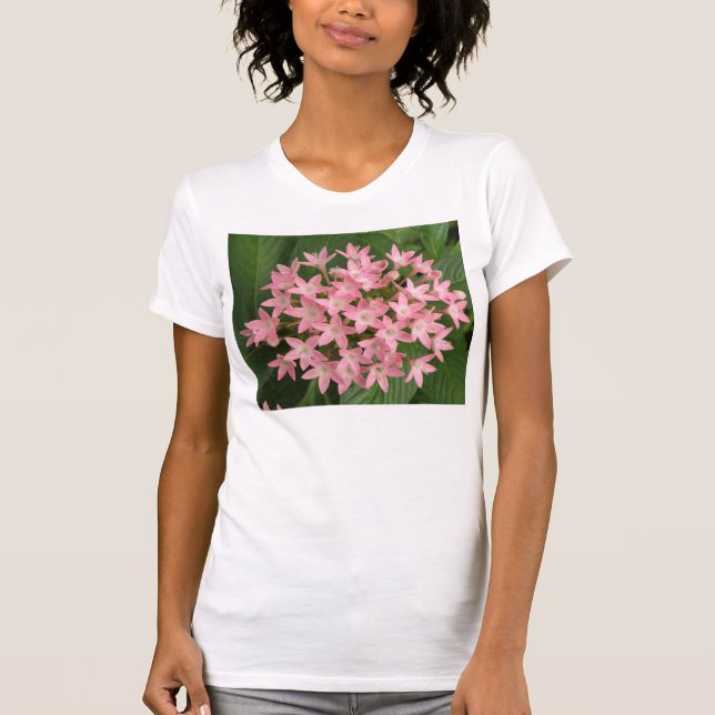 Bonito Flores Tropicales Rosa Damas Camiseta (Anverso)