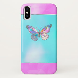 Bonito Funda para iPhone X de mariposa plateada Ho