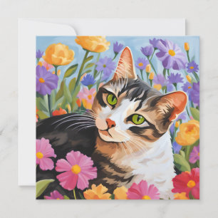 Bonito gato con flores