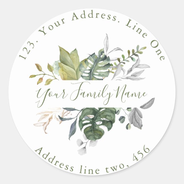 Bonito hojas verdes Sello para sobres de dirección (Anverso)