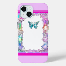 Bonito Holográfica Mariposa iPhone 15 Funda Aqua