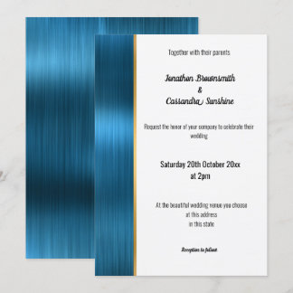 BONITO INVITACIÓN DE TRIM DE ORO VERDE AZULADO
