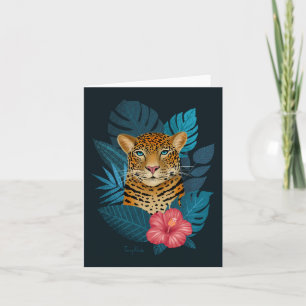 Bonito Jungle Leopard Floral Art   Azul