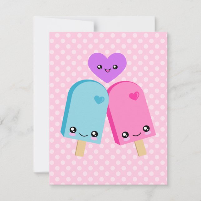 Bonito Kawaii Popsicles Invitaciones a fiesta de c (Anverso)