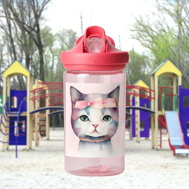Bonito Kitty Con Botella De Agua De Bow Rosa (Subido por el creador)