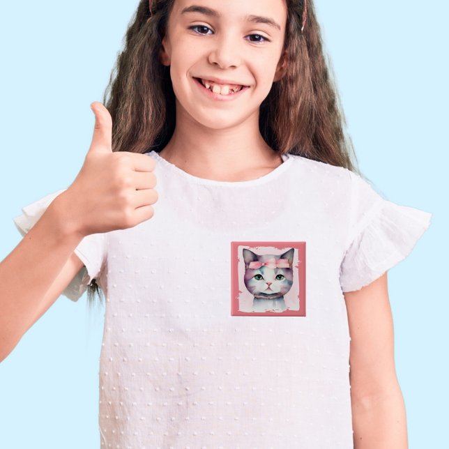 Bonito Kitty Con Botón De Bow Rosado (Subido por el creador)