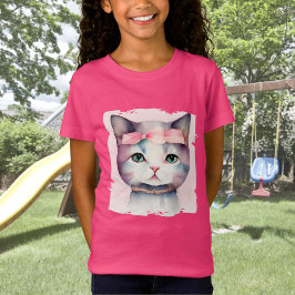 Bonito Kitty Con Camiseta De Bow Rosa