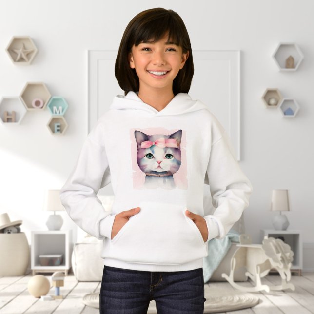 Bonito Kitty Con Hoodie De Bow Rosa (Subido por el creador)