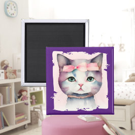 Bonito Kitty Con Imán De Bow Rosa