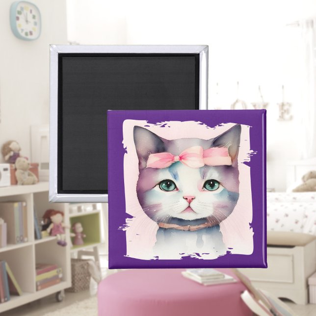 Bonito Kitty Con Imán De Bow Rosa (Subido por el creador)