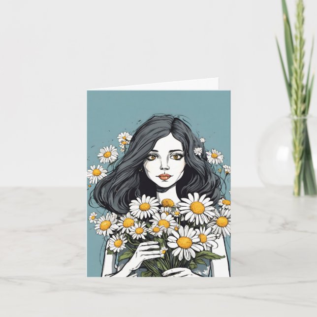 Bonito Lady Con Daisy Bouquet (Anverso)
