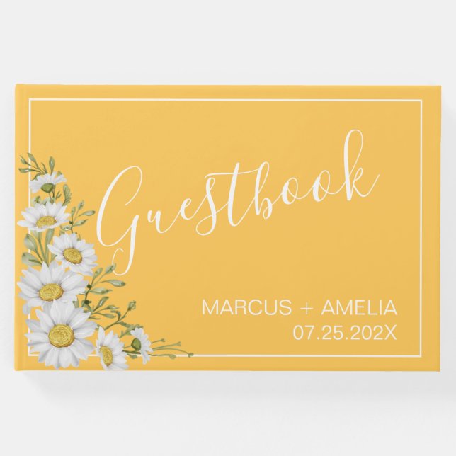 Bonito Libro De Invitados De Daffodil Amarillo Y B (Anverso)