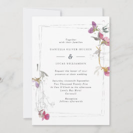 Bonito Lilac Summer Sweet Pea Wedding Invitación