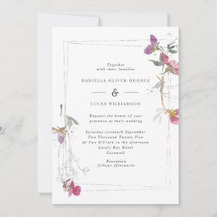 Bonito Lilac Summer Sweet Pea Wedding Invitación