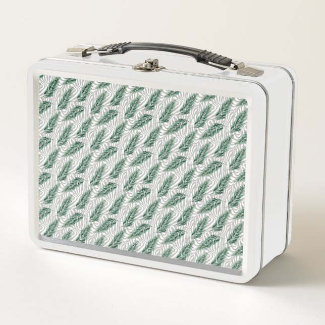 Bonito Lunchbox Metalizado del patrón verde botáni (Anverso)