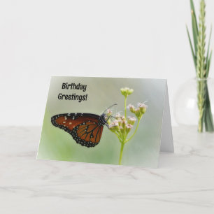 Bonito mariposa en tarjeta de cumpleaños de flores