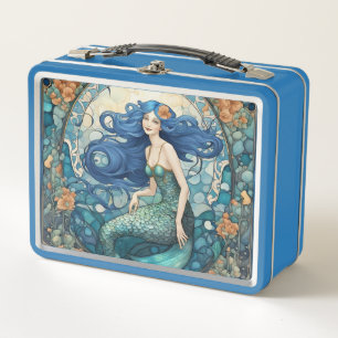 Bonito Mermaid Art Nouveau Art Deco Azul