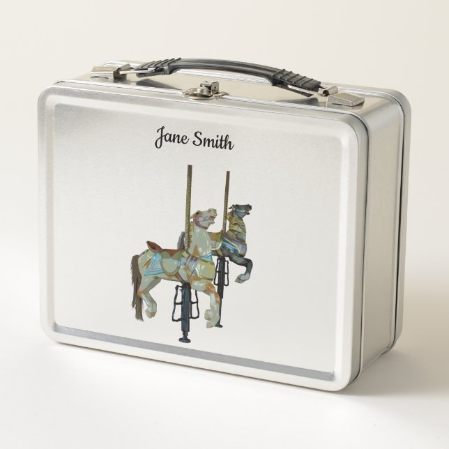 Bonito Merry Go Round Carousse Horses Lunch Box (Anverso)