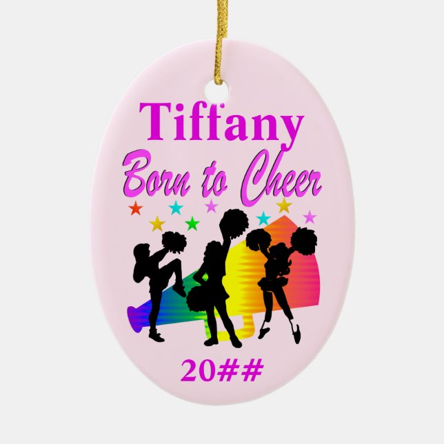 BONITO NACIDA AL ORNAMENTO PERSONALIZADO DE CHEER (Frente)